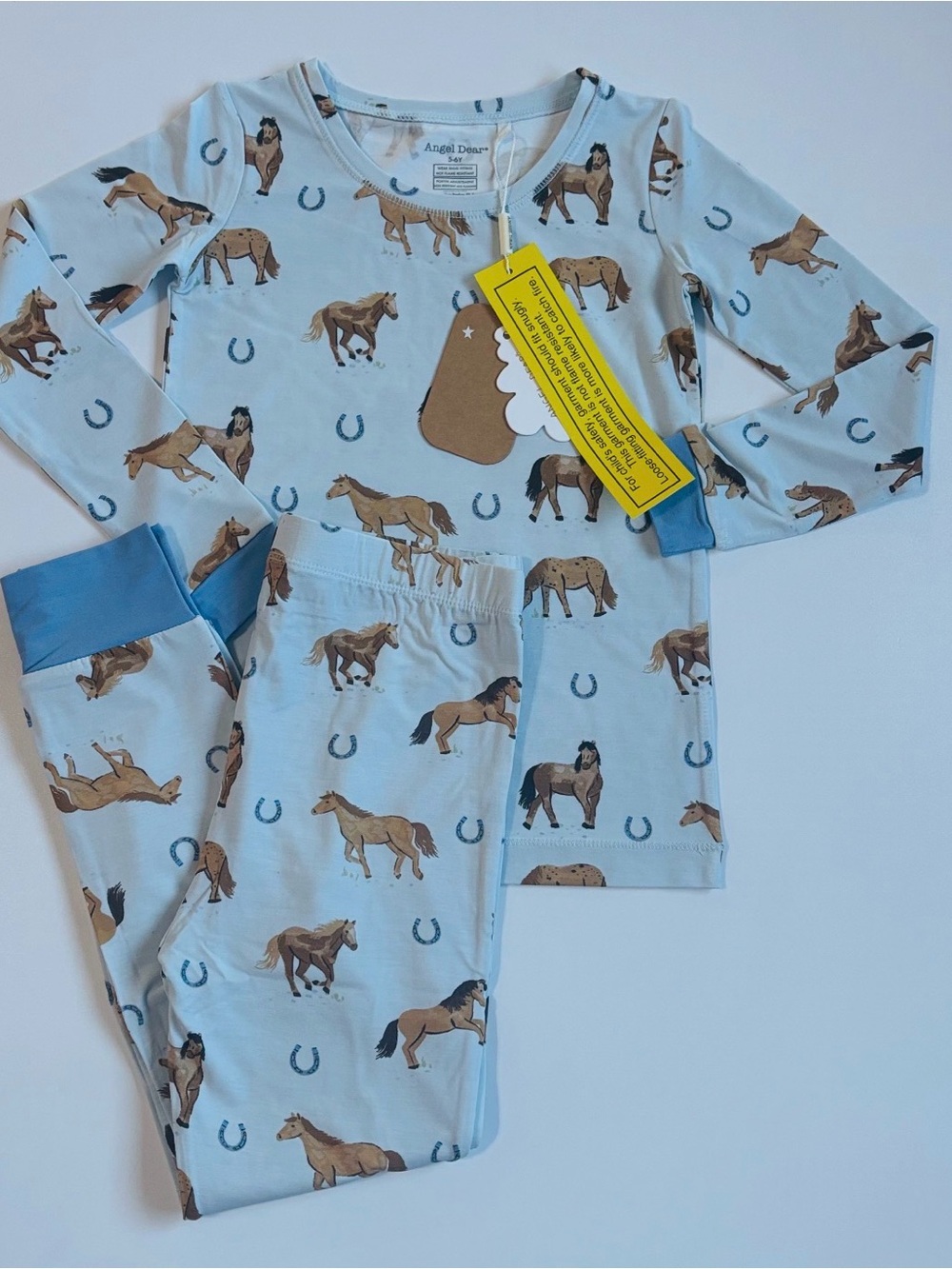 Angel Dear Blue Horse Bamboo Print Pajama Set